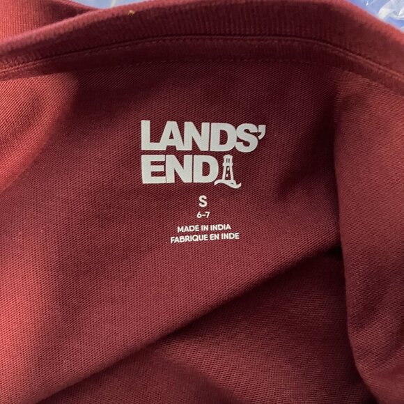 Lands' End Maroon T-Rex Embroidered Long Sleeve Tee Shirt Size S - Picture 2 of 6